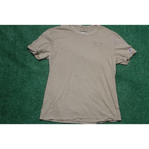 Champion Beige Logo T-Shirt Men’s Large Casual Athletic Tee - Picture 1 of 7